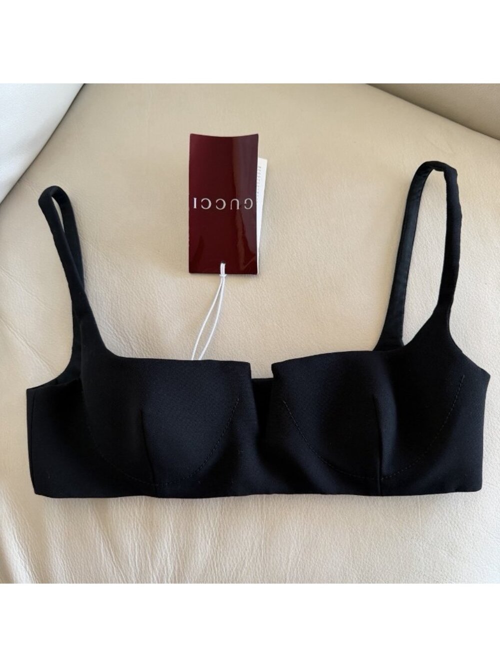 NWT GUCCI TOP CREPE BLACK WOOL SILK SZ 44 100% Authentic